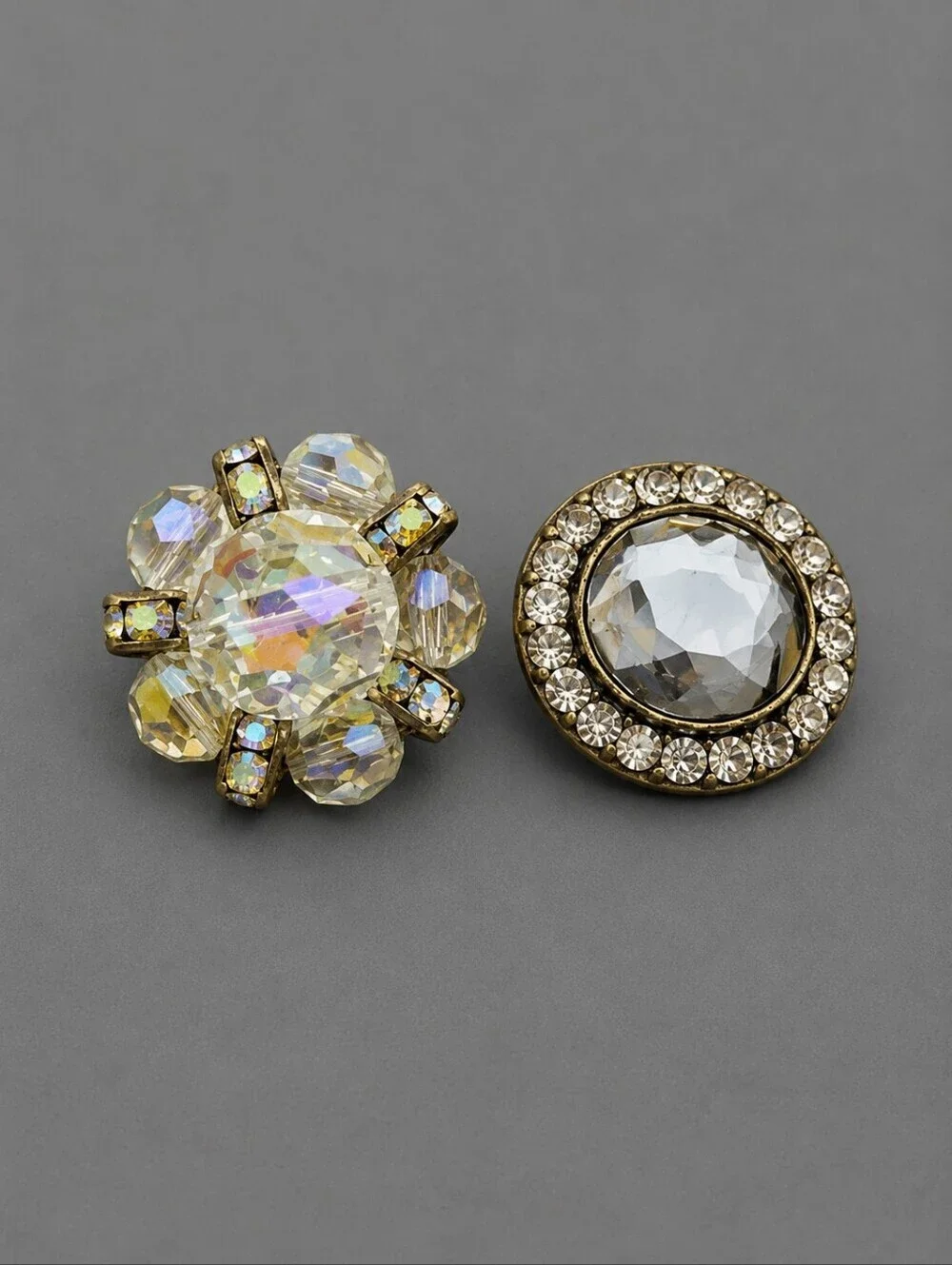 Vintage Mismatched Aurora Borealis Beaded Post Earrings